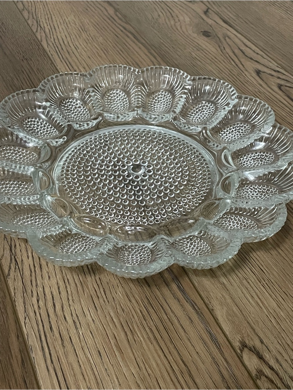Vintage Clear Glass Hobnail‎ Deviled Egg Plater